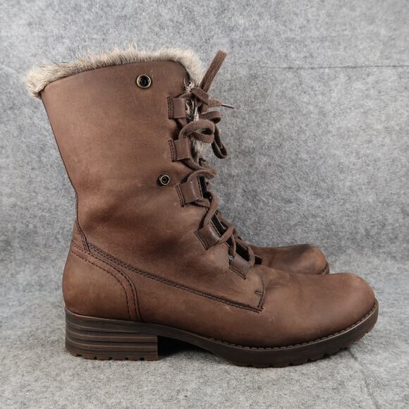 Abeo Shoes Womens 10 Boots Helena Leather Winter Waterproof Snow Warm Lace Up - Picture 1 of 14